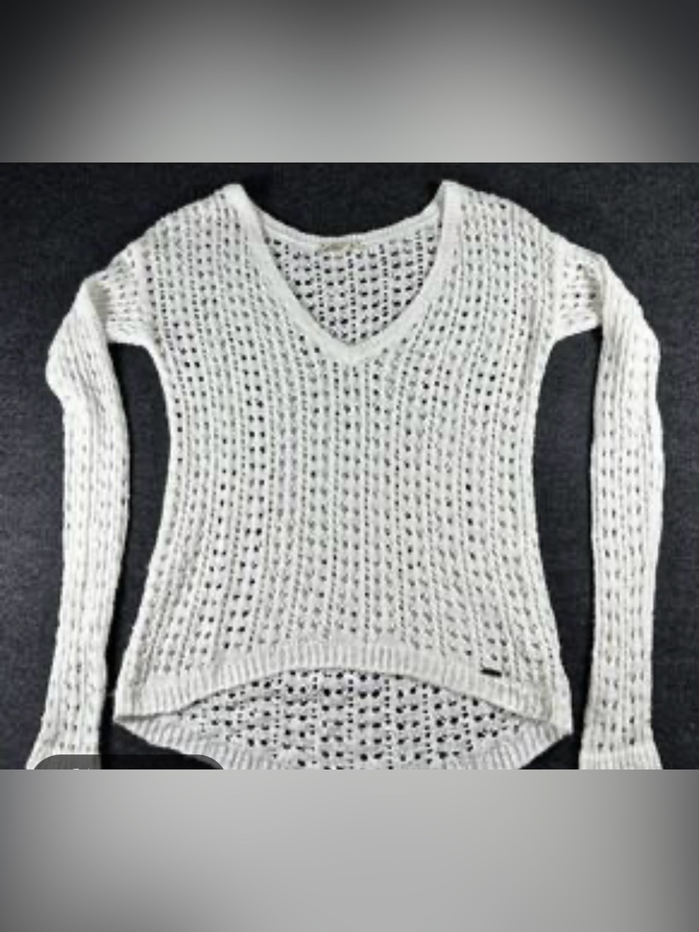 Hollister Co. Off White Deep V Neck Sweater Beach Cover Up Mesh Knit Women SZ L
